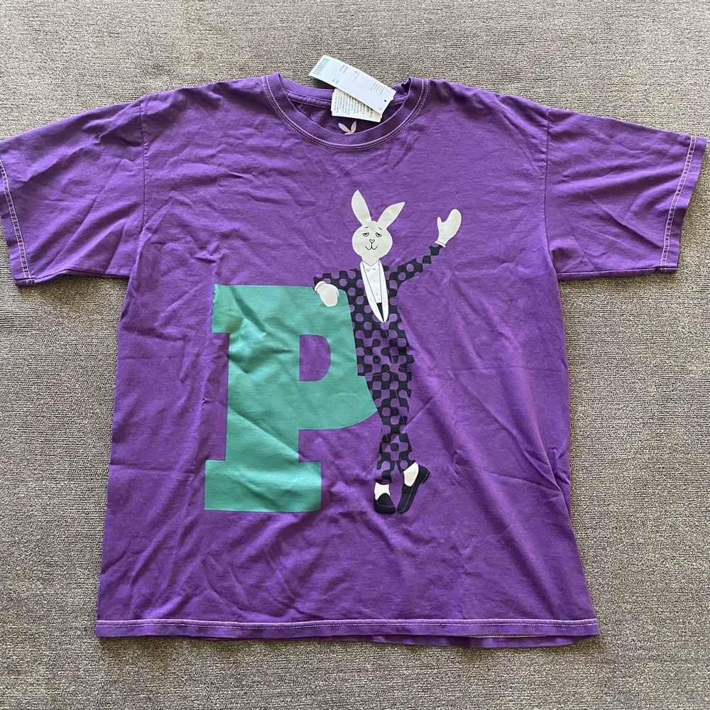 Playboy Bunny Logo Men's Shirt Purple Graphic Tee Tagless Cotton Size‎ Medium